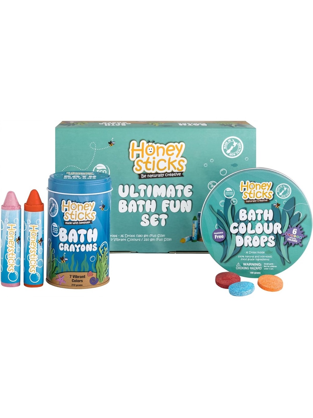 Honeysticks NEW Ultimate Bath Fun Set Non Toxic Bath Crayons, Tablets Food Grade